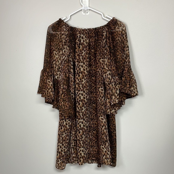 Cowgirl Justice Brown Cheetah Print Mesh Mini Dress Small - Picture 8 of 8